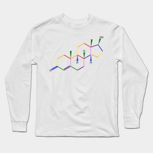 Testosterone Molecule Rainbow Chemistry Long Sleeve T-Shirt